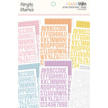 Load image into Gallery viewer, Simple Stories - Color Vibe Alpha Sticker Book 12/Sheets - Spring - 1758/Pkg. The perfect addition to your scrapbooks, cards and more! This package contains 12 5.5x8.25 inch sheets with 1,758 stickers total. Acid and lignin free. Imported. Available at Embellish Away located in Bowmanville Ontario Canada.
