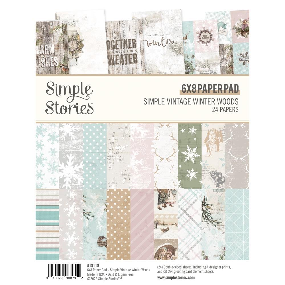 Simple Stories - Double-Sided Paper Pad 6X8 - 24/Pkg - Simple Vintage Winter Woods. High quality 65 pound printed designer cardstock perfect for use with scrapbooking, paper crafting, card making, planning, home decor and more! Available at Embellish Away located in Bowmanville Ontario Canada.
