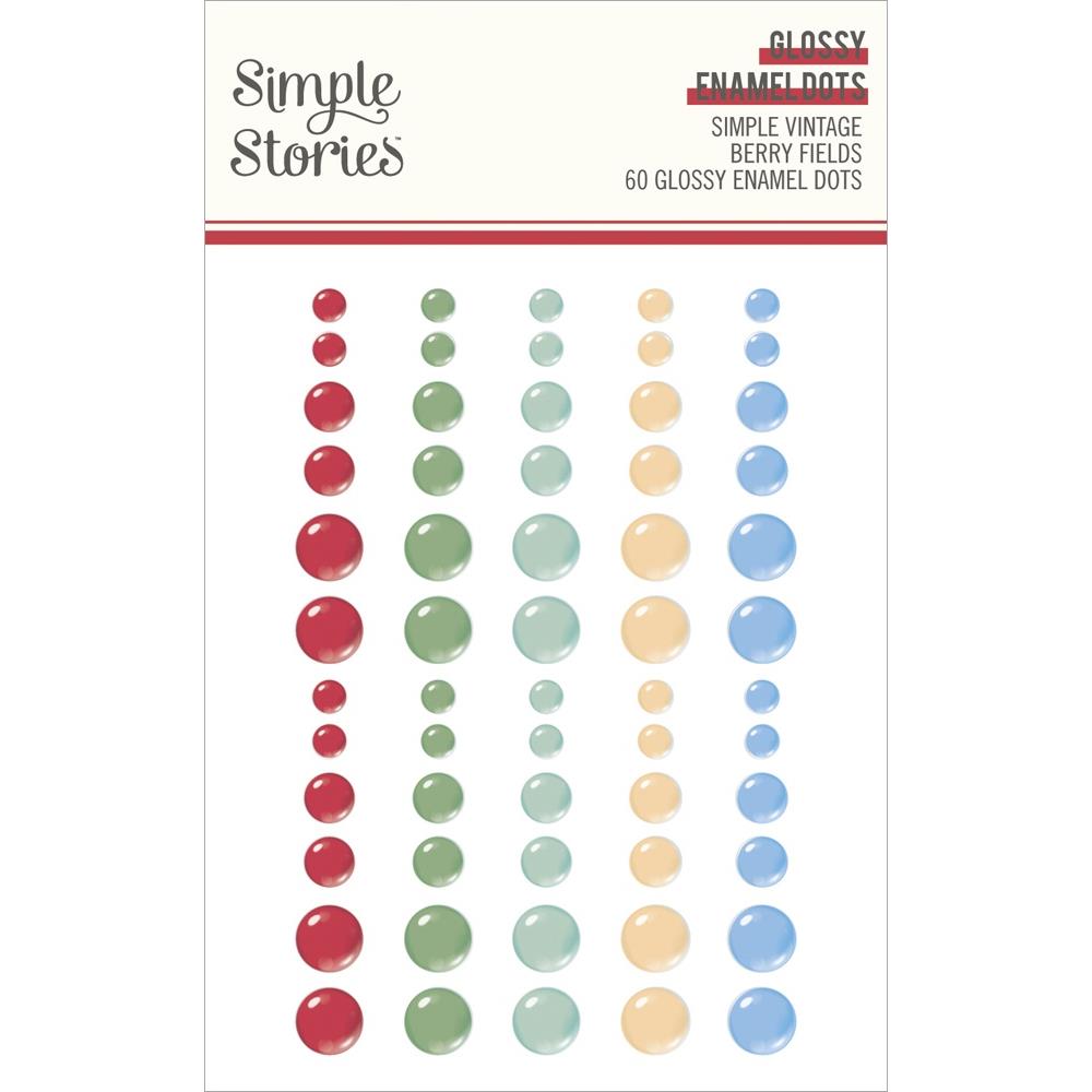 Simple Stories - Enamel Dots Embellishments - Simple Vintage Berry Fields - Glossy. While you need the perfect paper to start your project, you also need the perfect embellishment to finish your project! Available at Embellish Away located in Bowmanville Ontario Canada.