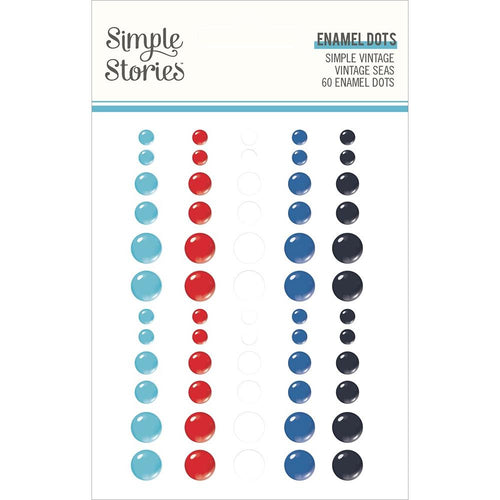 Simple Stories - Enamel Dots Embellishments - 60/Pkg - Vintage Seas. Available at Embellish Away located in Bowmanville Ontario Canada.