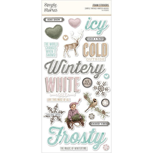 Simple Stories - Foam Stickers - 49/Pkg - Simple Vintage Winter Woods. If you want to add a bit of dimension to your projects these foam stickers will do the job. Available at Embellish Away located in Bowmanville Ontario Canada.