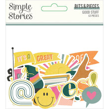 Load image into Gallery viewer, Simple Stories - Good Stuff - Bits &amp; Pieces Die-Cuts - 63/Pkg. Die-Cuts are a great addition to scrapbook pages, greeting cards and more! The perfect embellishment for all your paper crafting needs! Package contains Simple Stories Bits &amp; Pieces, 63 coordinating die-cuts. Imported. Available at Embellish Away located in Bowmanville Ontario Canada.
