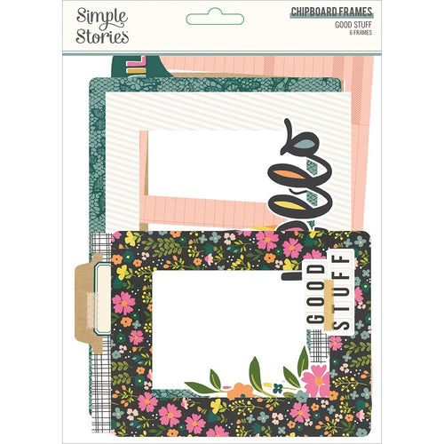 Simple Stories - Good Stuff - Chipboard Frames. Embellish your paper crafts with these coordinating chipboard frames. Package contains six assorted chipboard frames in coordinating colors and styles. Imported. Available at Embellish Away located in Bowmanville Ontario Canada.