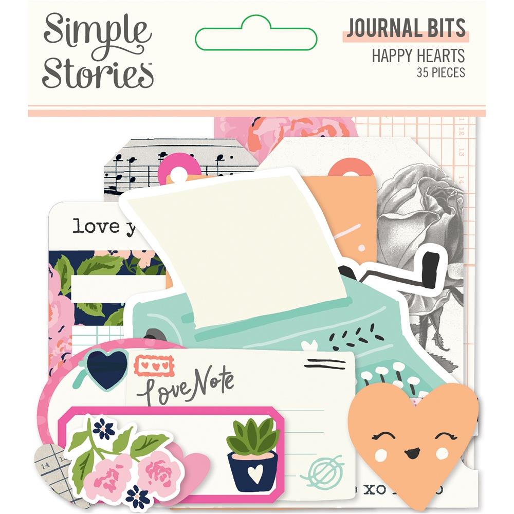 Simple Stories - Happy Hearts - Bits & Pieces Die-Cuts - 35/Pkg - Journal. Die-Cuts are a great addition to scrapbook pages, greeting cards and more! The perfect embellishment for all your paper crafting needs! Package contains Simple Stories Journal Bits, 35 coordinating die-cuts. Imported. Available at Embellish Away located in Bowmanville Ontario Canada.