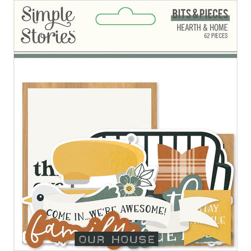 Simple Stories - Hearth & Home - Bits & Pieces Die-Cuts - 62/Pkg - Hearth & Home. This package includes 62 Die Cut Cardstock Pieces. Made in USA. Available at Embellish Away located in Bowmanville Ontario Canada.