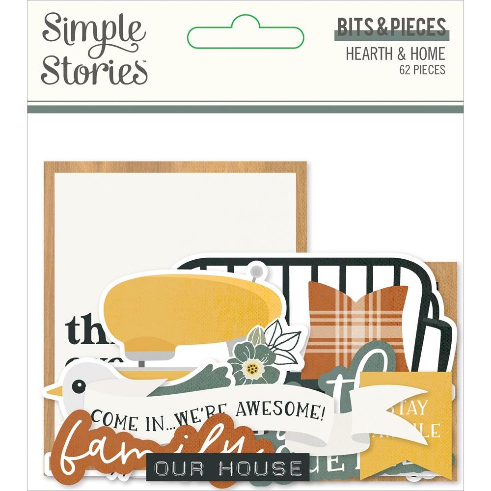 Simple Stories - Hearth & Home - Bits & Pieces Die-Cuts - 62/Pkg - Hearth & Home. This package includes 62 Die Cut Cardstock Pieces. Made in USA. Available at Embellish Away located in Bowmanville Ontario Canada.