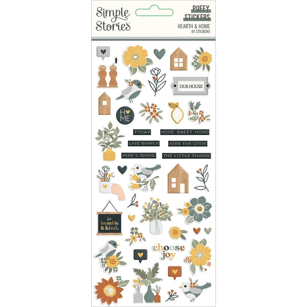 Simple Stories - Hearth & Home - Puffy Stickers - 44/Pkg. Made in USA. Available at Embellish Away located in Bowmanville Ontario Canada.