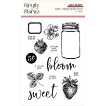 Load image into Gallery viewer, Simple Stories - Photopolymer Clear Stamps - Simple Vintage Berry Fields. These stamps are perfect for cards, slimline cards, scrapbook pages, and other paper crafting and mixed media projects. Available at Embellish Away located in Bowmanville Ontario Canada.
