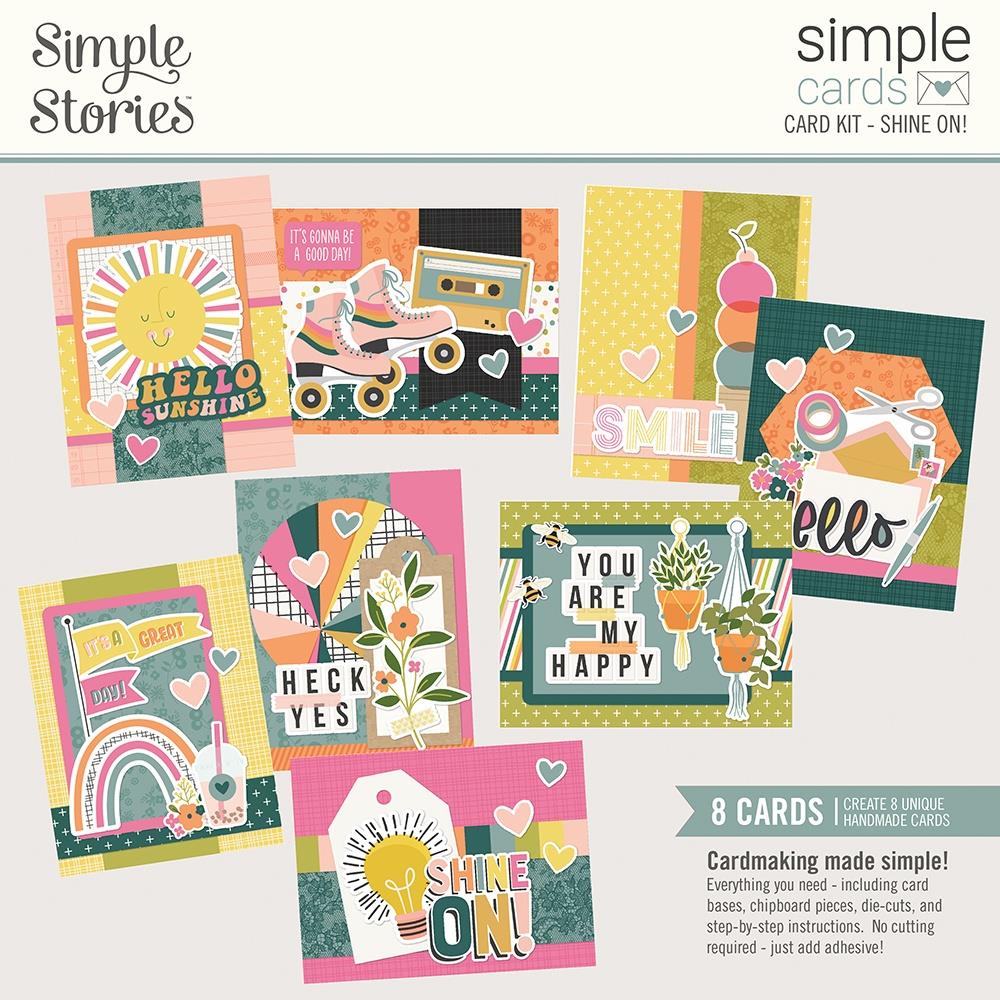 Simple Stories - Simple Cards Card Kit - Shine On! - Good Stuff. Make your cards stand out! This package contains (30) Chipboard Pieces, (65) Die-Cut Bits & Pieces, (8) 4.25 x 5.5 White Cardstock Bases and Complete Step-By-Step Instructions. Imported. Available at Embellish Away located in Bowmanville Ontario Canada.
