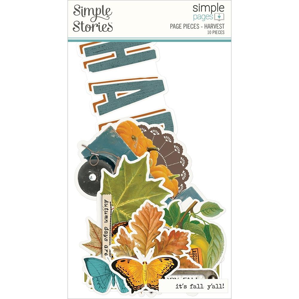 Simple Stories - Simple Pages Page Pieces - Harvest - Country Harvest. This package includes 10 Large Die Cut Cardstock Pieces. Made in USA. Available at Embellish Away located in Bowmanville Ontario Canada.