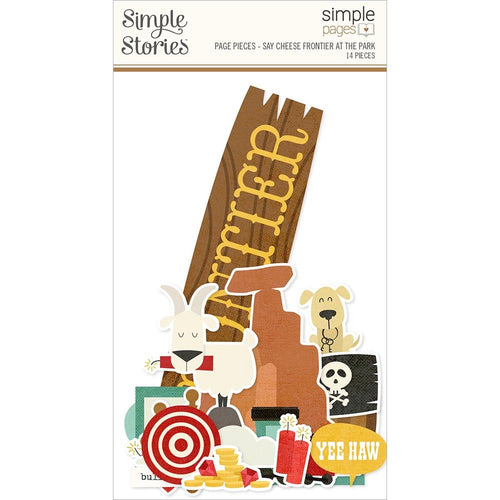 Simple Stories - Simple Pages Page Pieces - Say Cheese Frontier At The Park. This package includes 14 Large Die Cut Cardstock Pieces. Made in USA. Available at Embellish Away located in Bowmanville Ontario Canada.