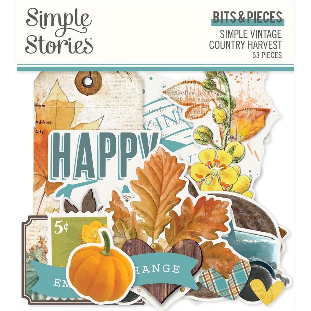 Simple Stories - Simple Vintage Country Harvest - Bits & Pieces Die-Cuts - 64/Pkg. This package includes 64 Die Cut Cardstock Pieces. Made in USA. Available at Embellish Away located in Bowmanville Ontario Canada.