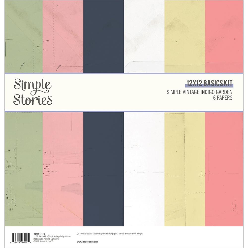 Simple Stories - Simple Vintage Indigo Garden -Basics Double-Sided Paper Pack 12