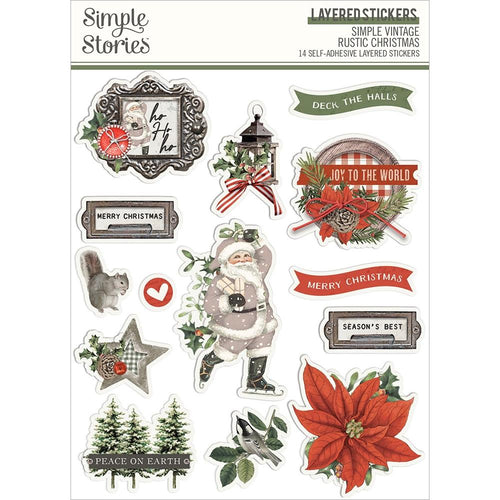 Simple Stories - Simple Vintage Rustic Christmas - Layered Stickers 14/Pkg. This package includes 14 self-adhesive layered stickers. Imported. Available at Embellish Away located in Bowmanville Ontario Canada.