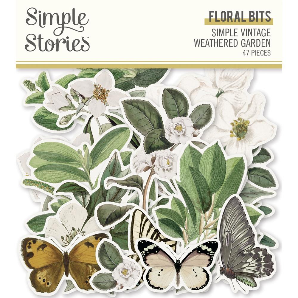 Simple Stories - Simple Vintage Weathered Garden - Bits & Pieces Die-Cuts - 47/Pkg - Floral. This package includes 47 Die Cut Cardstock Pieces. Available at Embellish Away located in Bowmanville Ontario Canada.