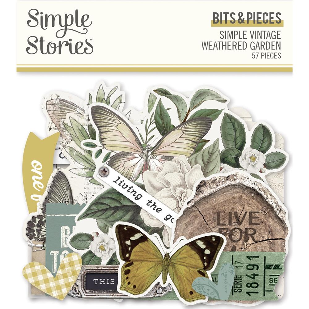 Simple Stories - Simple Vintage Weathered Garden - Bits & Pieces Die-Cuts - 57/Pkg. This package includes 57 Die Cut Cardstock Pieces. Available at Embellish Away located in Bowmanville Ontario Canada.