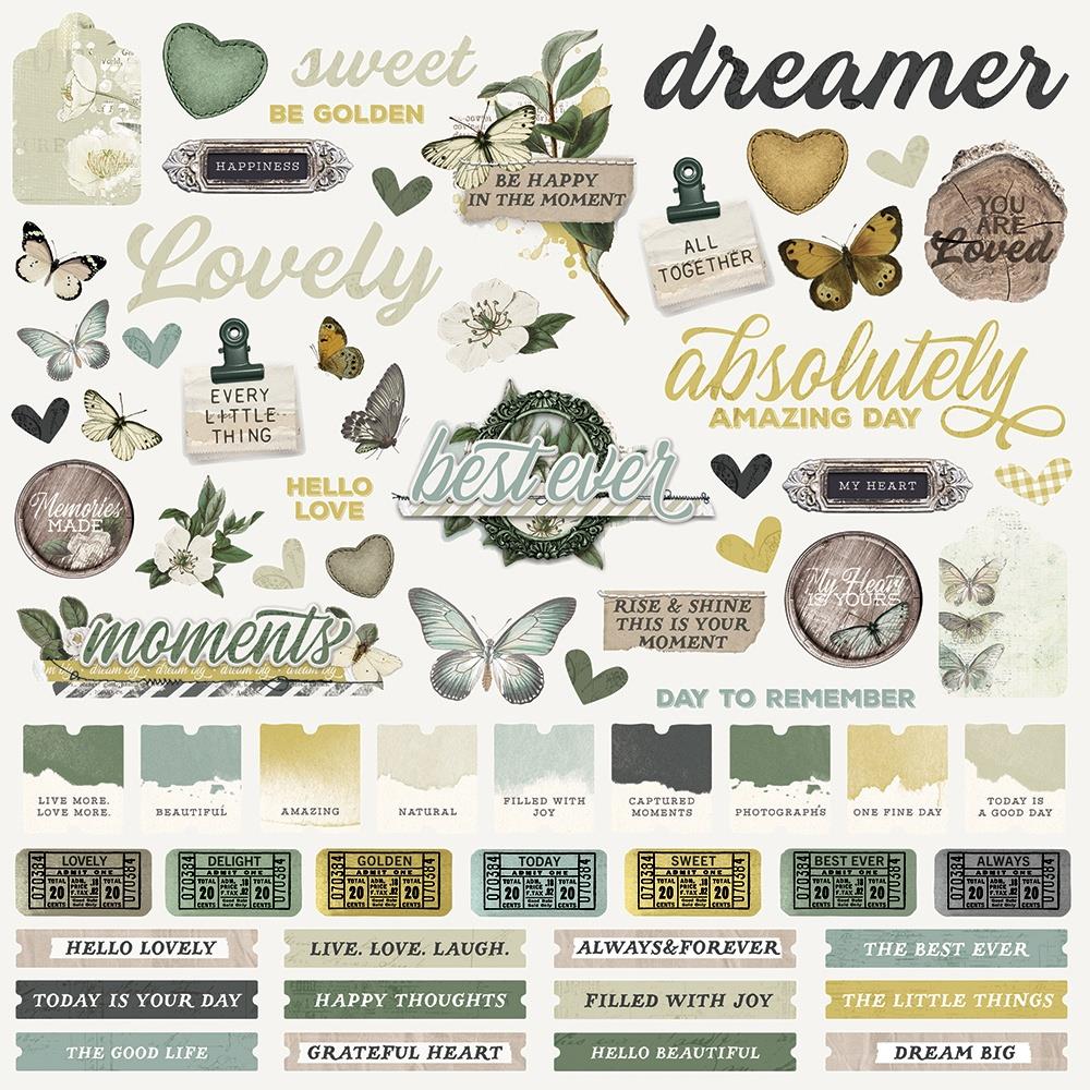 Simple Stories - Simple Vintage Weathered Garden - Cardstock Stickers 12X12 - Combo. this 12x12 Cardstock Sticker Sheet includes 69 stickers. Available at Embellish Away located in Bowmanville Ontario Canada.