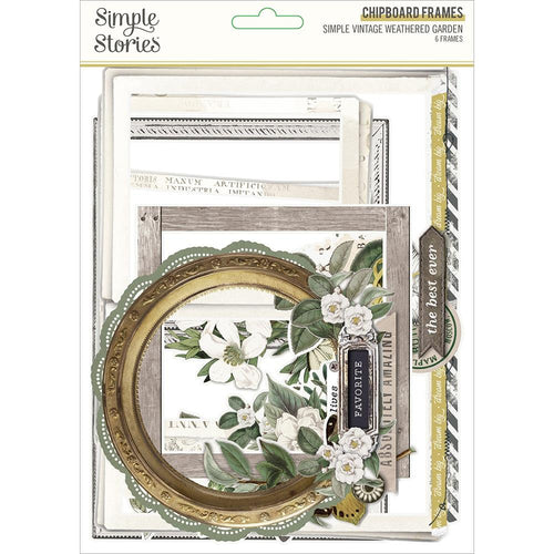 Simple Stories - Simple Vintage Weathered Garden - Chipboard Frames. This package includes 6 Chipboard Frames. Available at Embellish Away located in Bowmanville Ontario Canada.