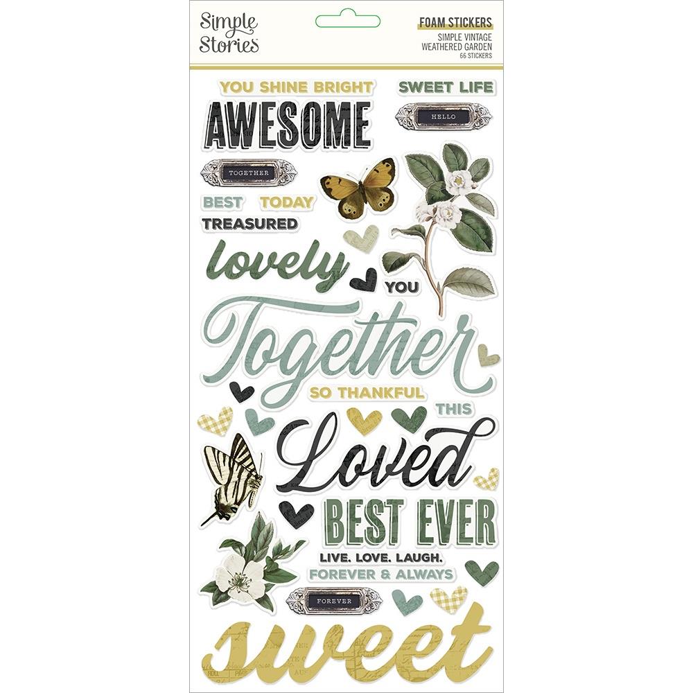 Simple Stories - Simple Vintage Weathered Garden - Foam Stickers - 66/Pkg. Available at Embellish Away located in Bowmanville Ontario Canada.