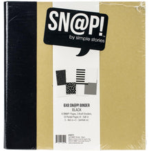Cargar imagen en el visor de la galería, Simple Stories - Sn@p! Binder 6X8 - Black. The perfect binder for showcasing all your photos and more! This package contains one 8.75x9x3 inch binder with eight pages, one pocket and 12 pocket pages. Acid and lignin free. Imported. Available at Embellish Away located in Bowmanville Ontario Canada.
