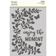 Cargar imagen en el visor de la galería, Simple Stories - Stencil 6X8 - Simple Vintage Life In Bloom - Enjoy The Moment. This reusable stencil can be used with your favorite inks, embossing pastes, glitter pastes, texture pastes, paper glazes, paints, sprays, and other crafting mediums. Available at Embellish Away located in Bowmanville Ontario Canada.
