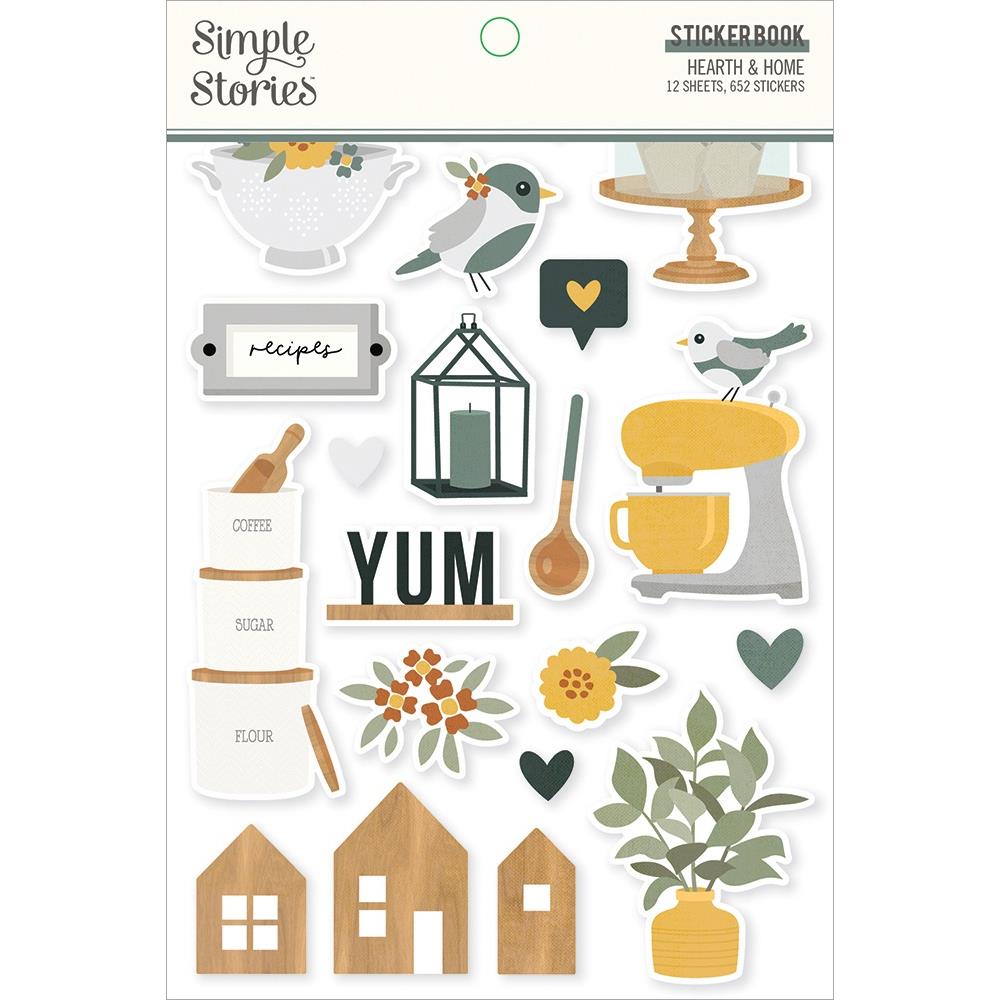 Simple Stories - Sticker Book - 12/Sheets - Hearth & Home - 652/Pkg. This Sticker Book contains 12 sticker sheets, (652) stickers. Made in USA. Available at Embellish Away located in Bowmanville Ontario Canada.