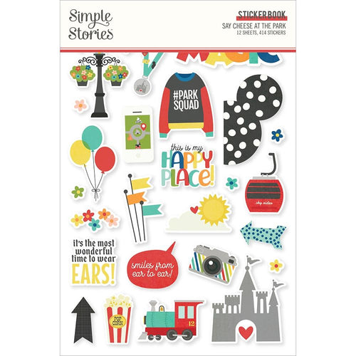 Simple Stories - Sticker Book - 12/Sheets - Say Cheese At The Park - 414/Pkg. Coordinating Cardstock: Tomato, Daffodil, Mint, Robin's Egg, Pool, Navy, Black. Available at Embellish Away located in Bowmanville Ontario Canada.