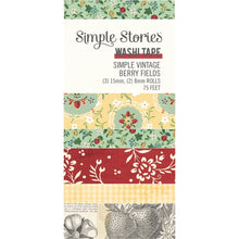 Load image into Gallery viewer, Simple Stories - Washi Tape - 5/Pkg - Simple Vintage Berry Fields. This package of washi tape features five rolls. There are two 8 mm wide rolls and three 15 mm wide rolls. There are 75 feet of washi tape altogether. Available at Embellish Away located in Bowmanville Ontario Canada.
