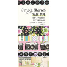 Load image into Gallery viewer, Simple Stories - Washi Tape - 5/Pkg - Simple Vintage Life In Bloom. This package of washi tape features five rolls. There are two 8 mm wide rolls and three 15 mm wide rolls. There are 75 feet of washi tape altogether. Available at Embellish Away located in Bowmanville Ontario Canada.
