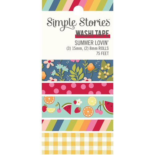 Simple Stories - Summer Lovin' - Washi Tape 5/Pkg. Available at Embellish Away located in Bowmanville Ontario Canada. Available at Embellish Away located in Bowmanville Ontario Canada.