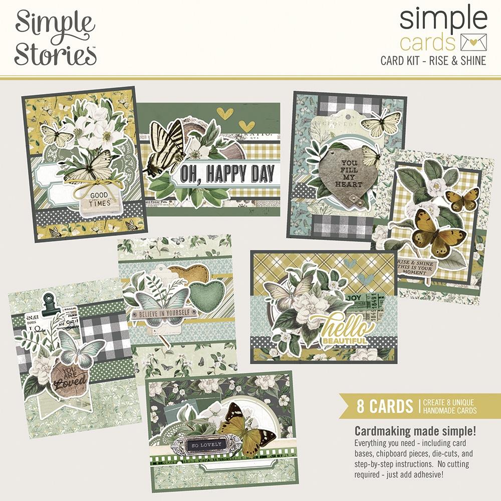 Simple Stories - Simple Cards Card Kit - Rise & Shine - Weathered Garden. Make your cards stand out! This package contains (20) Chipboard Pieces, (55) Die-Cut Bits & Pieces, (8) 4.25 x 5.5 White Cardstock Bases and Complete Step-By-Step Instructions. Imported. Available at Embellish Away located in Bowmanville Ontario Canada.