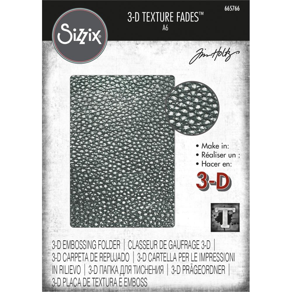 Sizzix - 3D Texture Fades Embossing Folder By Tim Holtz - Cracked Leather. Available at Embellish Away located in Bowmanville Ontario Canada.