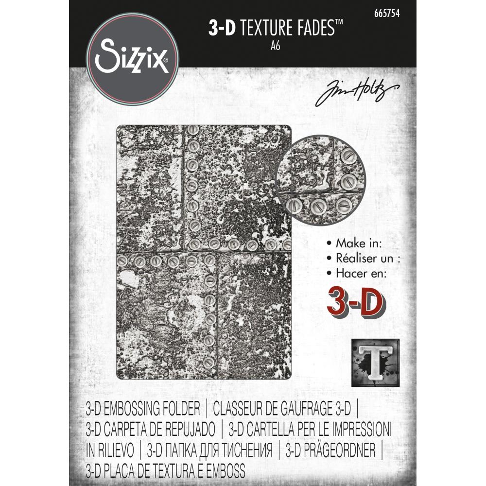 Sizzix - 3D Texture Fades Embossing Folder By Tim Holtz - Industrious. Use the embossing folders to turn ordinary cardstock, paper, metallic foil or vellum into an embossed, textured masterpiece. Available at Embellish Away located in Bowmanville Ontario Canada.