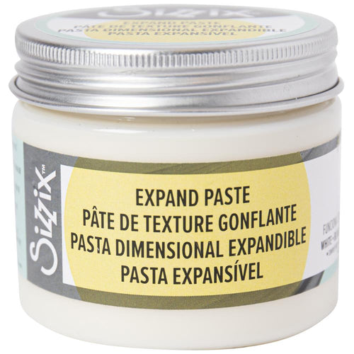 Sizzix - Effectz Expand Paste - 150ml - White. Create 3-D makes with this unique paste! Every craft maker needs the Sizzix Effectz Expand Paste! When heated the paste expands and can be controlled by the level of heat that is applied. Once dry acrylic paint can be applied. Once opened use within 12 months. This product must be stored between 41 and 77 degrees Fahrenheit (5 and 25 degrees Celsius). Available at Embellish Away located in Bowmanville Ontario Canada.