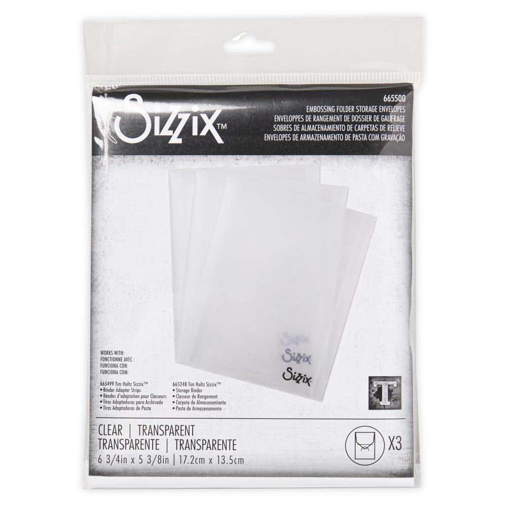 Sizzix - Plastic Storage Envelopes - 3/Pkg - By Tim Holtz - For Embossing Folders. Available at embellish Away located in Bowmanville Ontario Canada.
