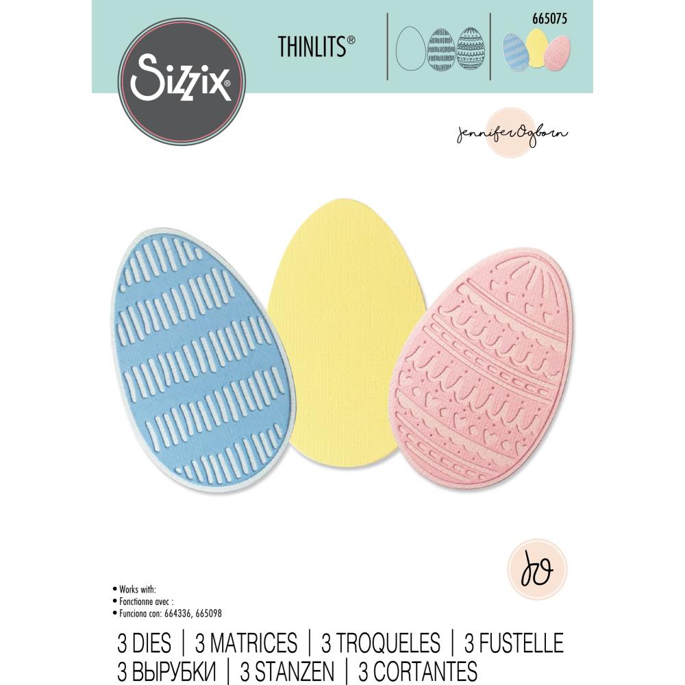 Sizzix - Thinlits Dies By Jennifer Ogborn - 3/Pkg - Decorative Eggs. Available at Embellish Away located in Bowmanville Ontario Canada.