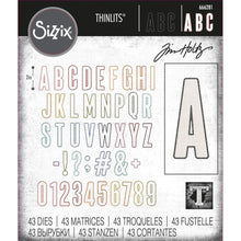 Load image into Gallery viewer, Sizzix - Thinlits Dies By Tim Holtz - 43/Pkg - Alphanumeric Bulletin. Dual-layered and 2 inch high, this Alphabet set makes every word a statement! These 43 dies cuts an outline and an inner letter, to be used separately or together. Available at Embellish Away located in Bowmanville Ontario Canada.
