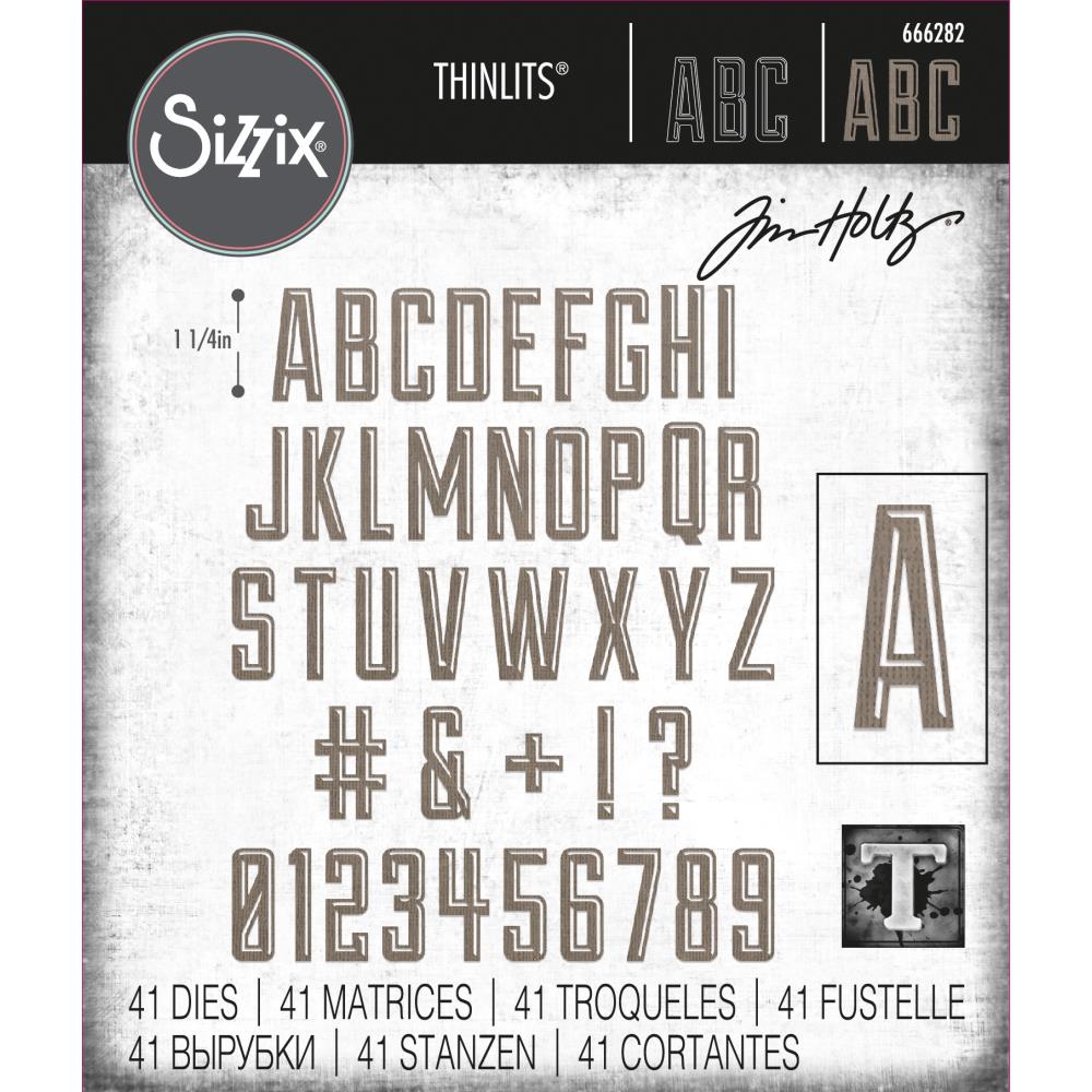 Sizzix - Thinlits Dies By Tim Holtz - 41/Pkg - Alphanumeric Emporium. Create bold, striking sentiments with the Alphanumeric Emporium Thinlits set by Tim Holtz. This iconic. Each letter stands 1.25 inches tall, for maximum impact on any papercraft make! Available at Embellish Away located in Bowmanville Ontario Canada.