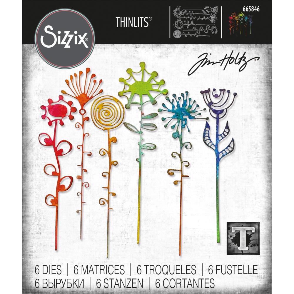 Sizzix - Thinlits Dies By Tim Holtz - 6/Pkg - Artsy Stems. Available at Embellish Away located in Bowmanville Ontario Canada.