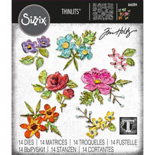 Load image into Gallery viewer, Sizzix - Thinlits Dies By Tim Holtz - 14/Pkg - Brushstroke Flowers. Create exquisite mini florals with this layering die set. Perfect for a wide range of makes with different tones and colors to produce realistic brushstroke-effect. Available at Embellish Away located in Bowmanville Ontario Canada.
