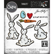 Charger l&#39;image dans la galerie, Sizzix - Thinlits Dies By Tim Holtz - 15/Pkg - Bunny Stitch. Add bold bunnies to your crafts with this die set from Tim Holtz, perfect for Easter and Spring makes! With layering elements for an outlined effect, and even an accompanying carrot and egg. Available at Embellish Away located in Bowmanville Ontario Canada.
