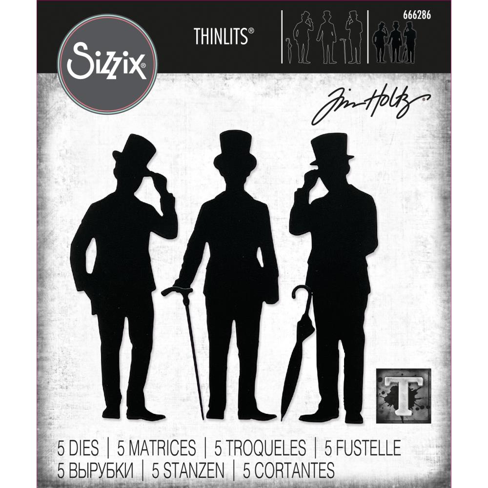 Sizzix - Thinlits Dies By Tim Holtz - 5/Pkg - Gentlemen. For the distinguished maker, Gentlemen by Tim Holtz elevates any papercraft project! Each character and their accessories can be mixed and matched to send cards or create refined framed decor. Available at Embellish Away located in Bowmanville Ontario Canada.