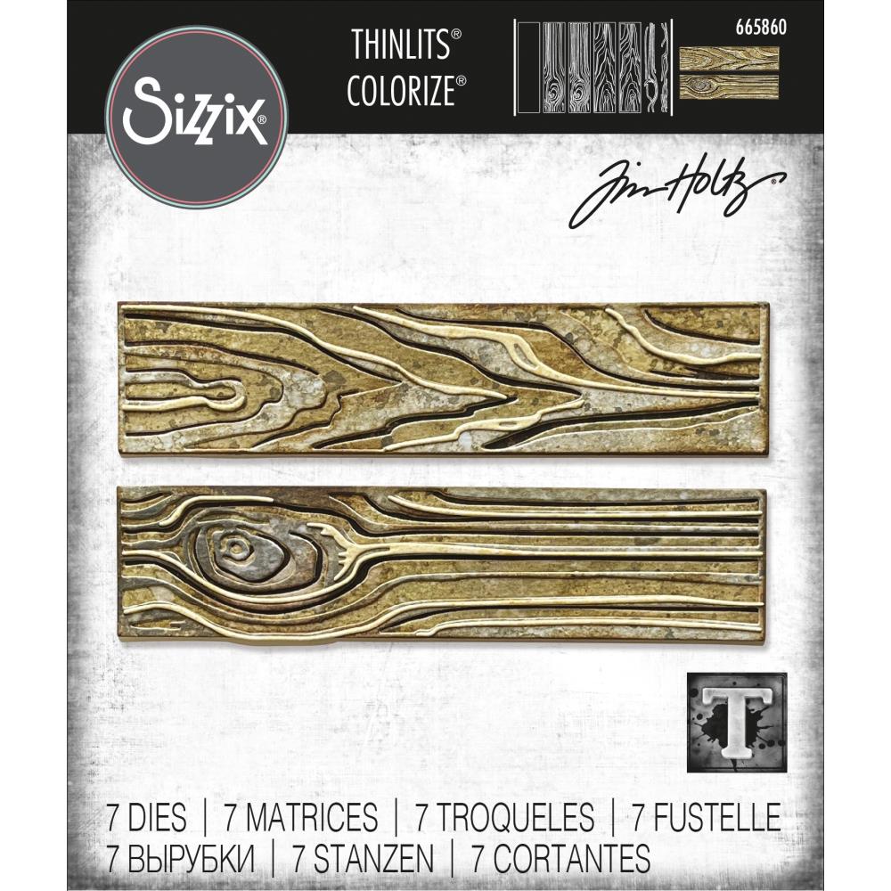 Sizzix - Thinlits Dies By Tim Holtz - 7/Pkg - Woodgrain Colorize. Available at Embellish Away located in Bowmanville Ontario Canada.
