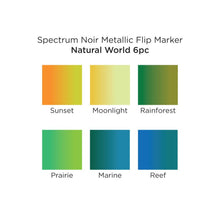 गैलरी व्यूवर में इमेज लोड करें, Spectrum Noir - Metallic-Flip Markers - 6/Pkg - Natural World. Create stunning iridescent designs with colors that flip and change as they catch the light! These special metallic markers produce a range of shimmering hues for varied effects on light or dark paper. Perfect for writing, lettering, doodling, embellishing and more! This set is six assorted colors. Imported. Available at Embellish Away located in Bowmanville Ontario Canada.
