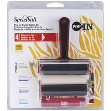 Load image into Gallery viewer, Speedball - Pop-In 4&quot; Roller Brayer Kit - Foam, Rubber, Hard Rubber &amp; Acrylic. Brayers are great for printmaking, scrapbooking, paper crafts, home decor, and much more! This 4in brayer kit comes with four rollers that are easy and quick to interchange. Available at Embellish Away located in Bowmanville Ontario Canada.

