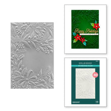 Load image into Gallery viewer, Spellbinders - 3D Embossing Folder - 5.5&quot;x8.5&quot; - Holiday Floral Swag. Holiday Floral Swag 3D Embossing Folder is a 5.50 x 8.50-inch embossing folder has a stunning leafy and floral swag floating on the edges. Available at Embellish Away located in Bowmanville Ontario Canada.
