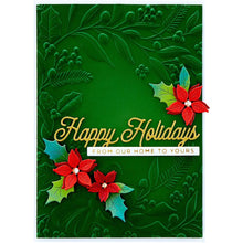 गैलरी व्यूवर में इमेज लोड करें, Spellbinders - 3D Embossing Folder - 5.5&quot;x8.5&quot; - Holiday Floral Swag. Holiday Floral Swag 3D Embossing Folder is a 5.50 x 8.50-inch embossing folder has a stunning leafy and floral swag floating on the edges. Available at Embellish Away located in Bowmanville Ontario Canada. Card example by brand ambassador.
