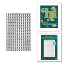 Load image into Gallery viewer, Spellbinders - 3D Embossing Folder - Tile Mosaic. This Embossing Folder can texturize a surface of various card sizes from A2-size to a Slimline Size. For the most detailed impression, lightly mist the cardstock on both sides with water before embossing. Available at Embellish Away located in Bowmanville Ontario Canada
