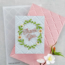 Load image into Gallery viewer, Spellbinders - 3D Embossing Folder - Tufted. This embossing Folder can texturize a surface of various card sizes from A2 to a Slimline Size. For the most detailed impression, lightly mist the cardstock on both sides with water before embossing. Available at Embellish Away located in Bowmanville Ontario Canada Card by brand ambassador.
