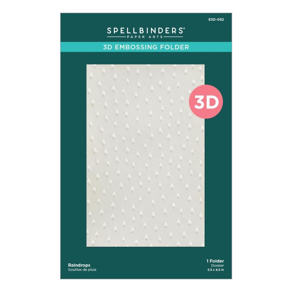 Spellbinders - 3D Embossing Folder By Vicki Papaioannou - Raindrops. Raindrops 3D embossing folder is an embossing folder with a wonderful background filled with drops of rain. Available at Embellish Away located in Bowmanville Ontario Canada.
